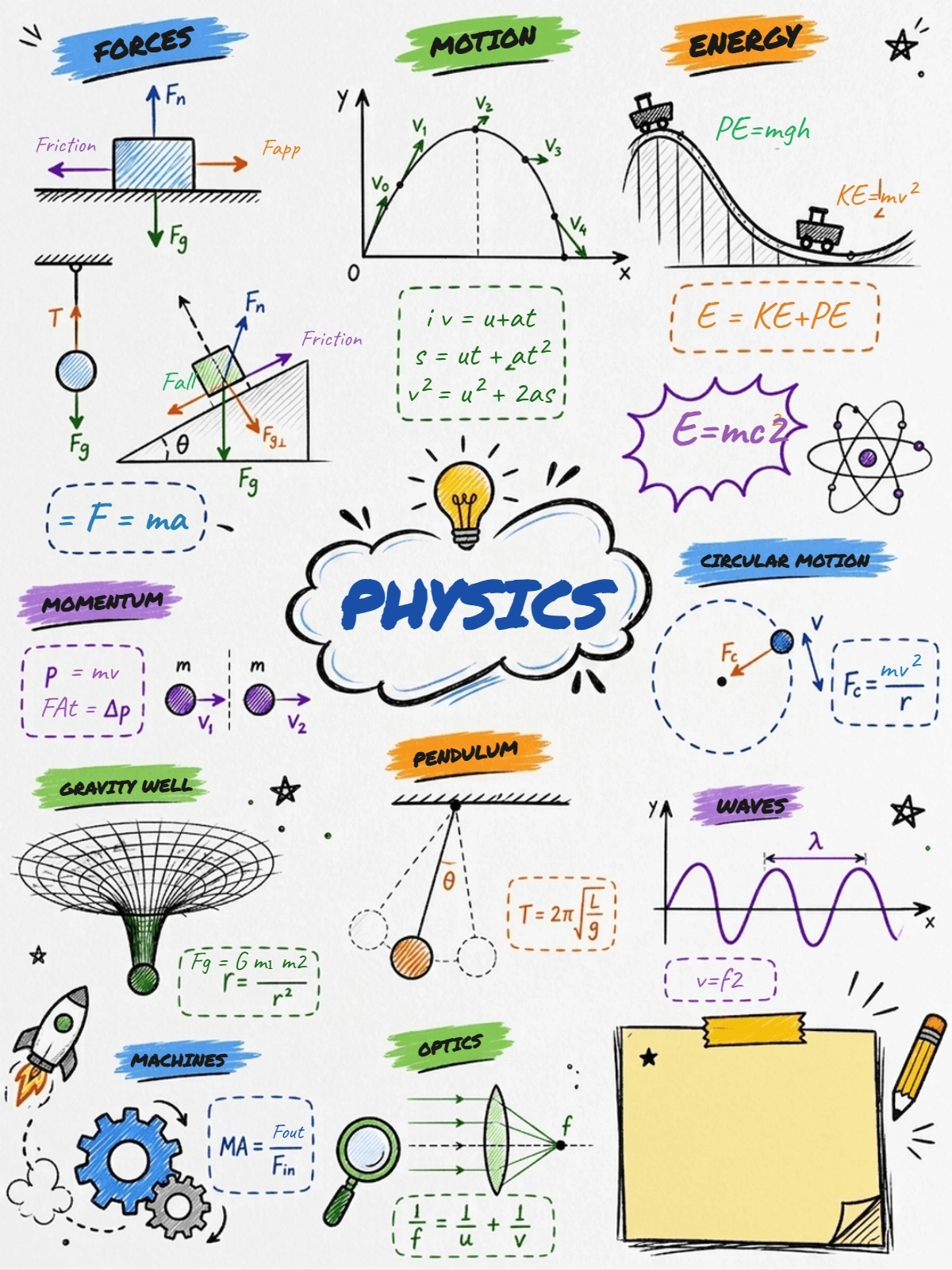 Free Physics Sketchnote Template to Edit Online