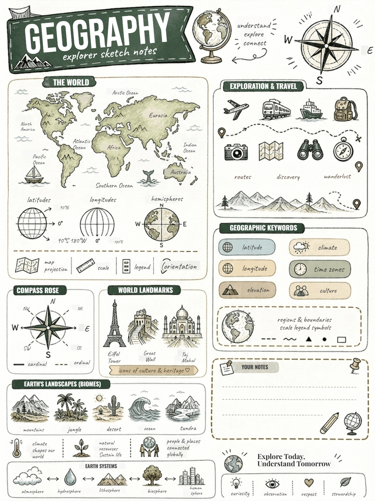 Free Geography Sketchnote Template to Edit Online