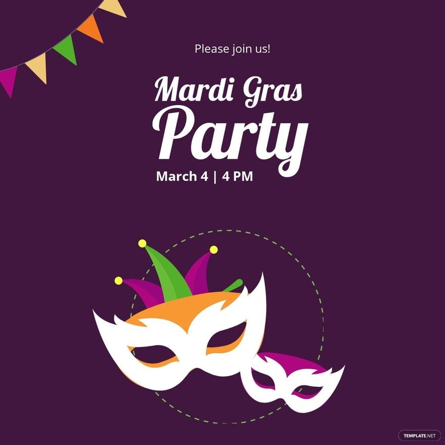 Mardi Gras Party Instagram Post Template