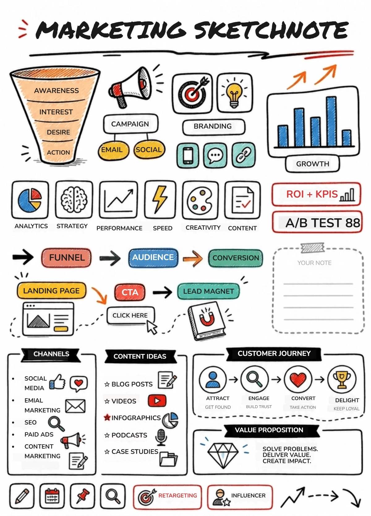 Free Marketing Sketchnote Template to Edit Online
