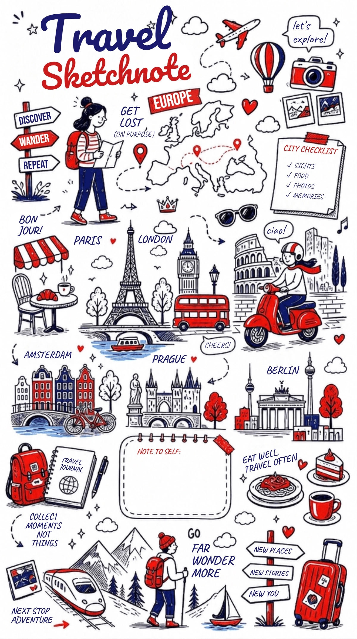 Free Travel Sketchnote Template to Edit Online