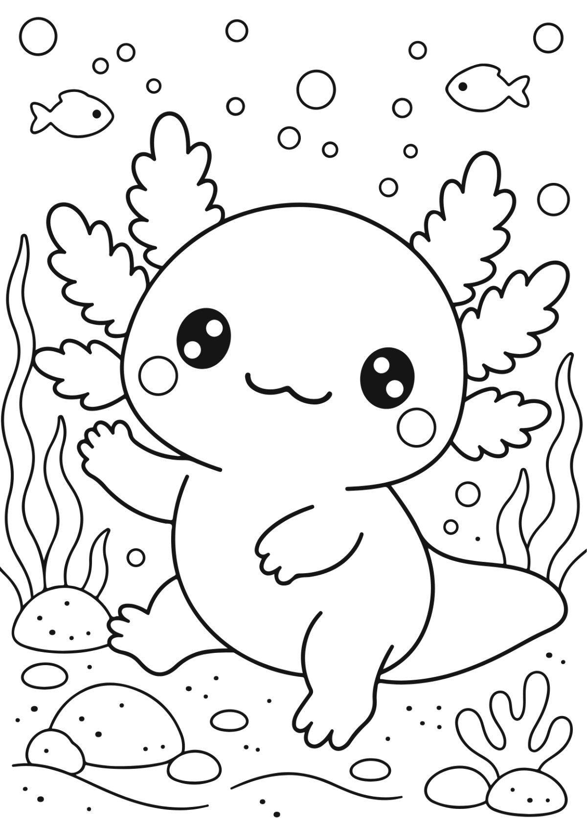 Free Axolotl Coloring Page Template to Edit Online