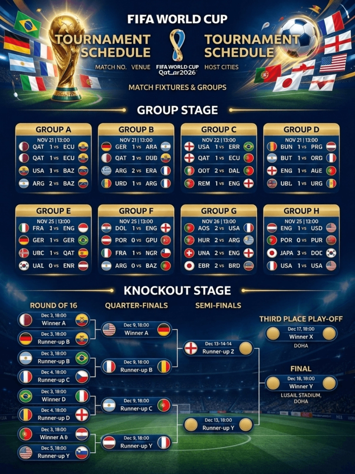 Free FIFA World Cup Schedule Template to Edit Online