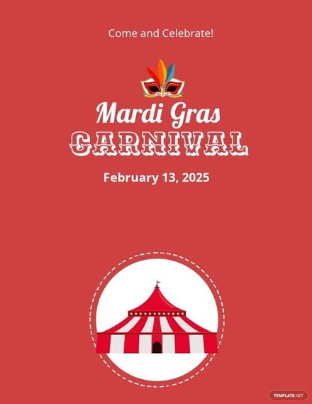 Mardi Grass Carnival Flyer Template in Word, Google Docs, Apple Pages, Publisher