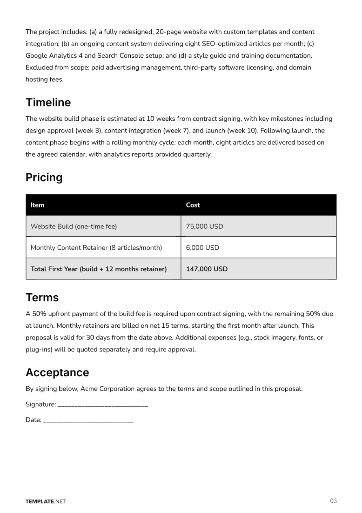 Free Business Proposal Template to Edit Online