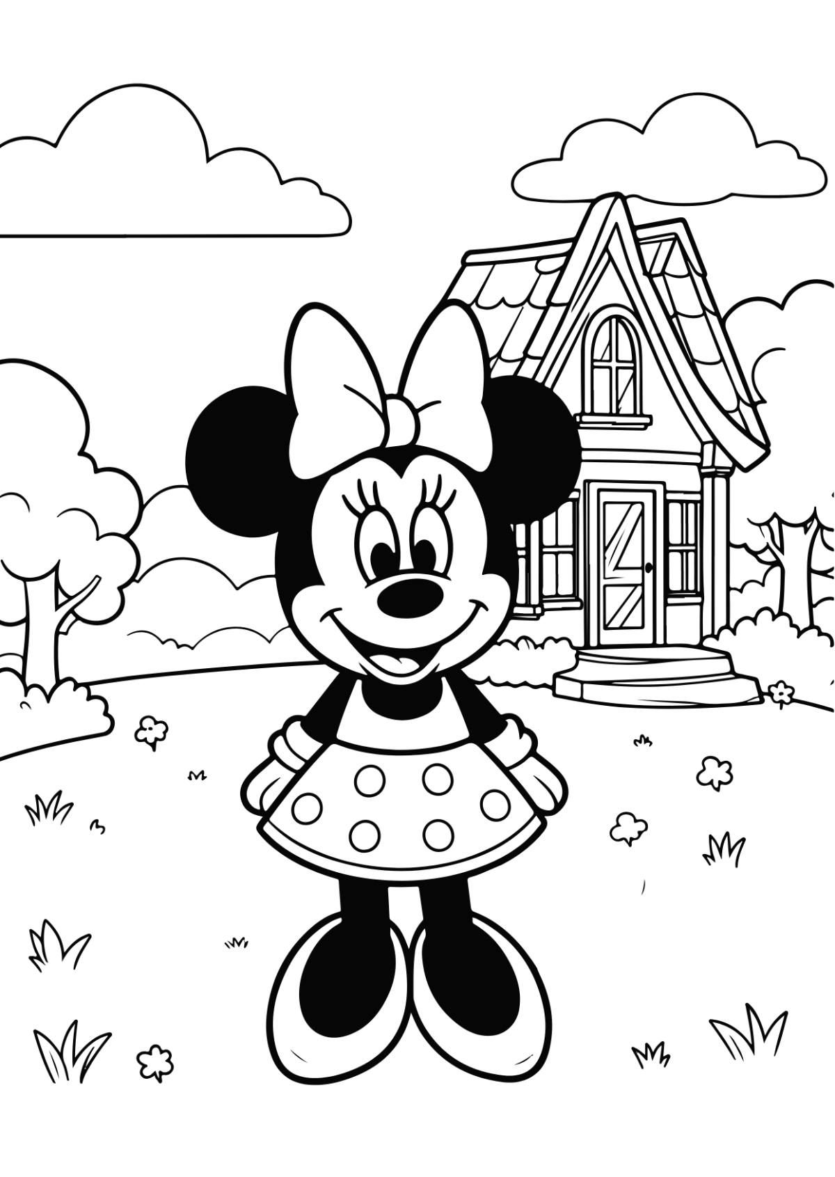 Free Minnie Mouse Coloring Page Template to Edit Online