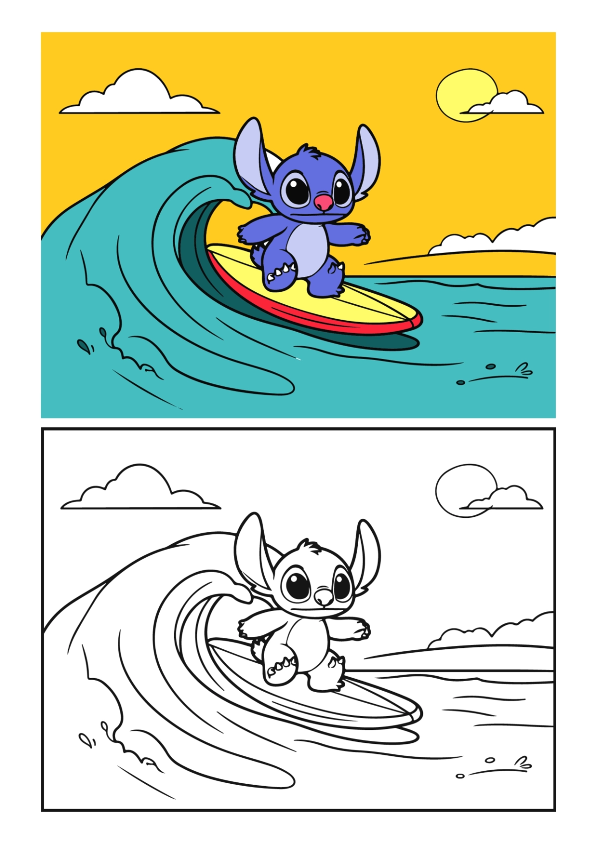 Free Stitch Coloring Page Template to Edit Online