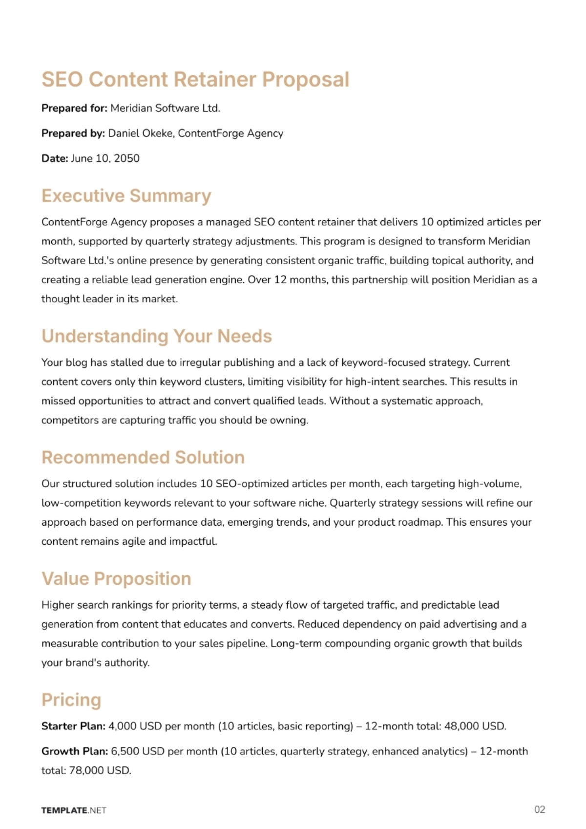 Free Sales Proposal Template to Edit Online