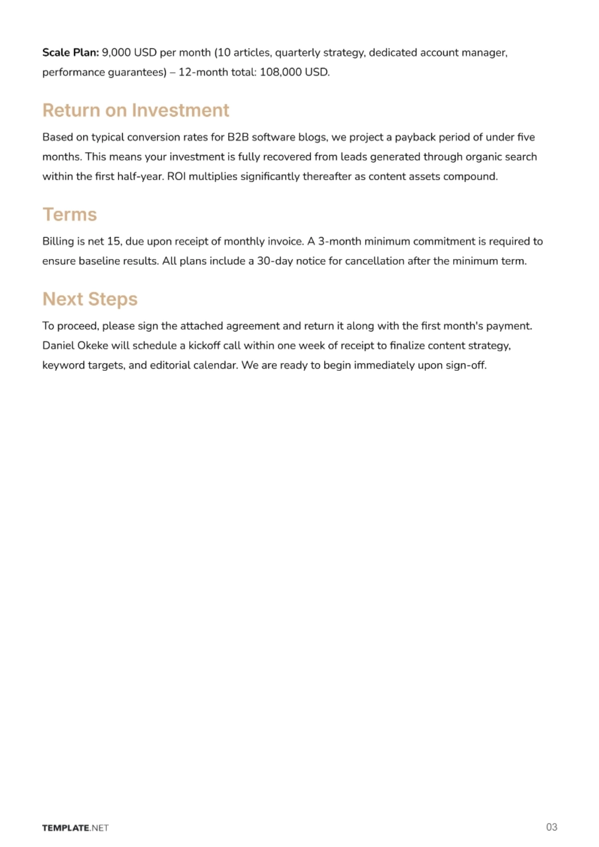 Free Sales Proposal Template to Edit Online