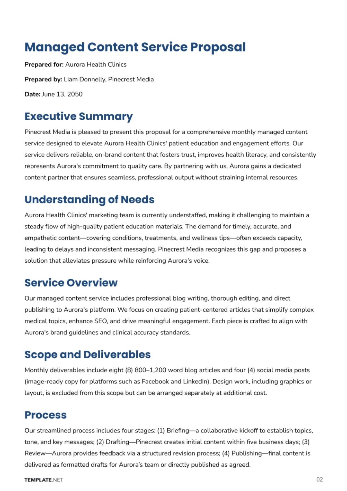 Free Service Proposal Template to Edit Online
