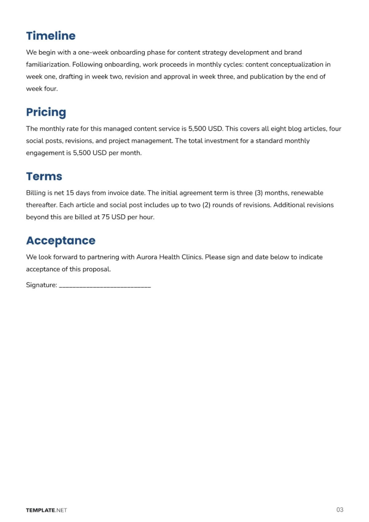 Free Service Proposal Template to Edit Online