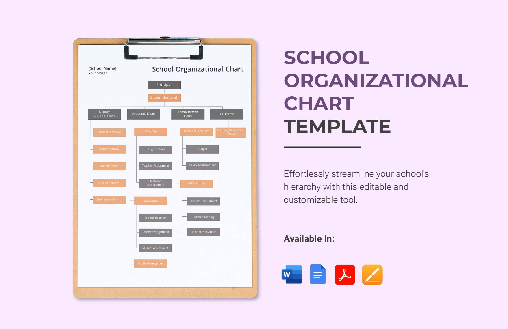 School Organizational Chart Template - Download in Word, Google Docs ...