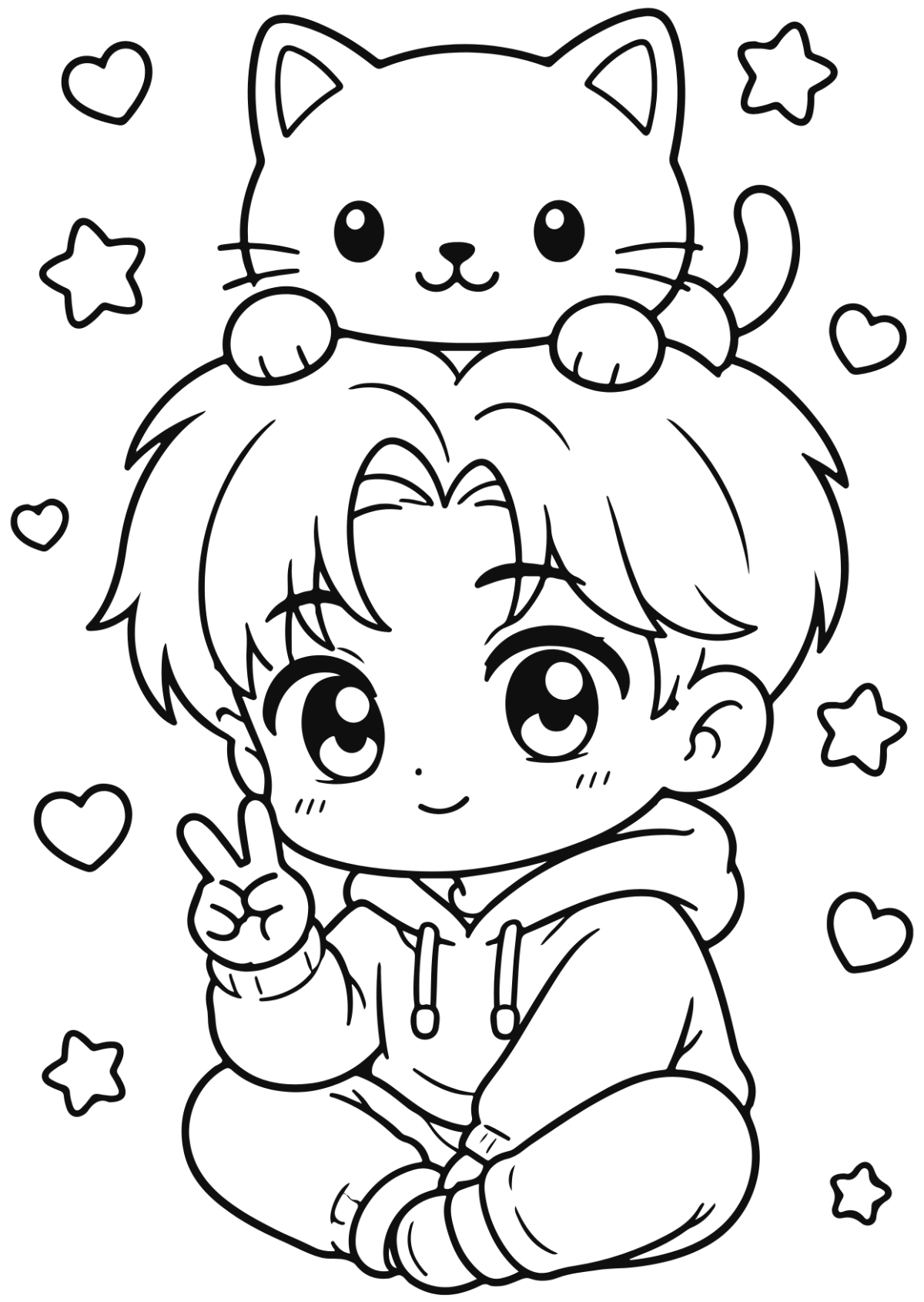 Free Chibi Coloring Page Template to Edit Online