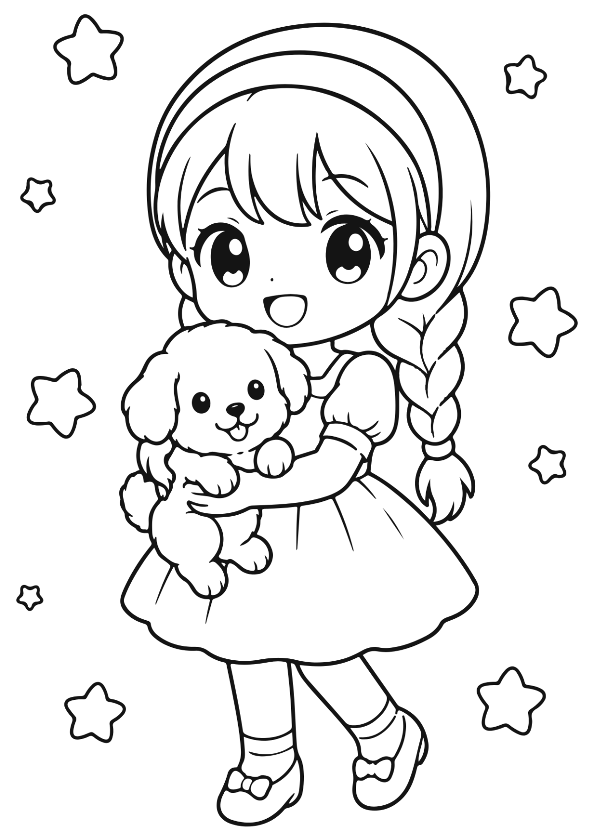 Free Anime Coloring Page Template to Edit Online