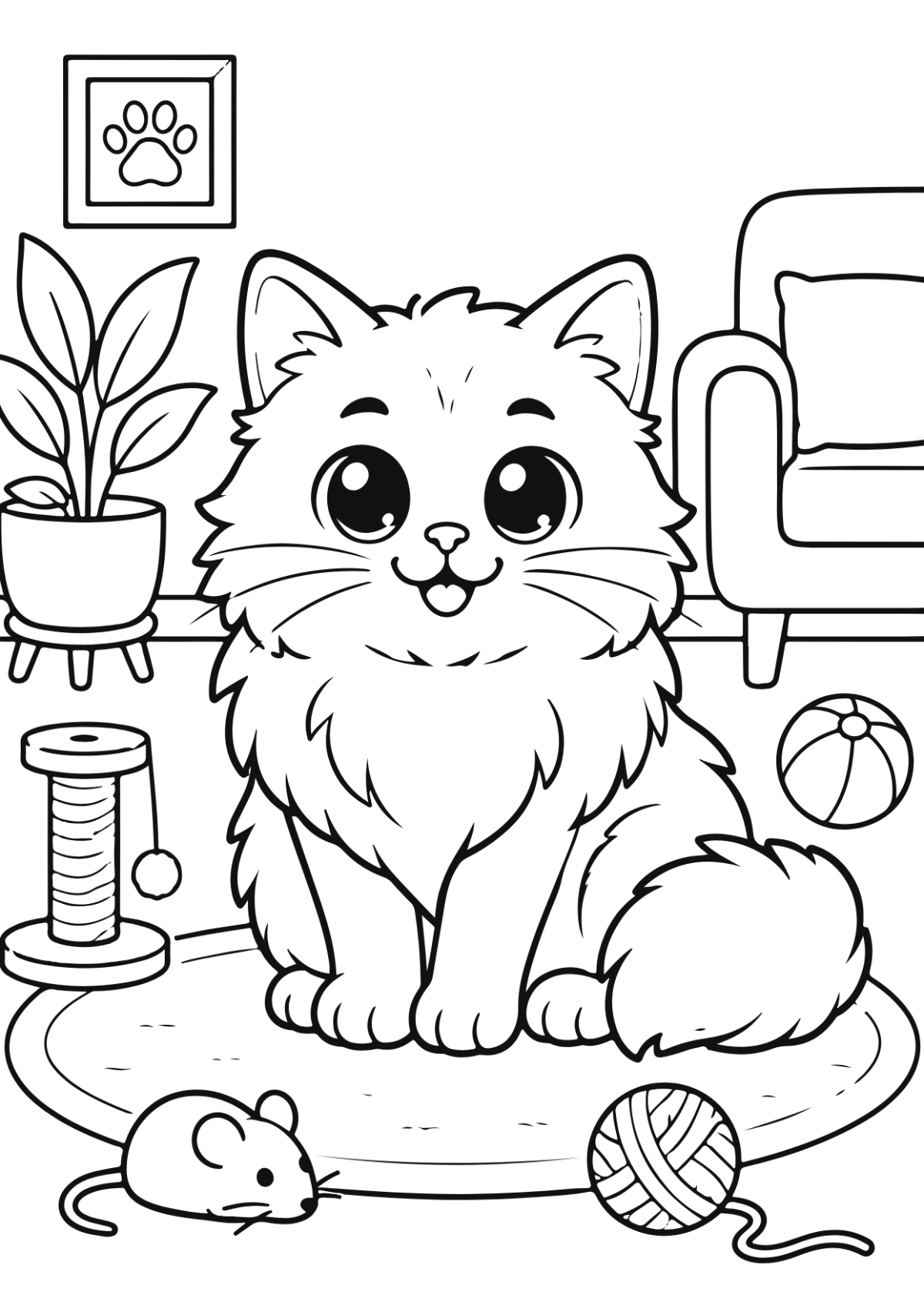 Free Cat Coloring Page Template to Edit Online