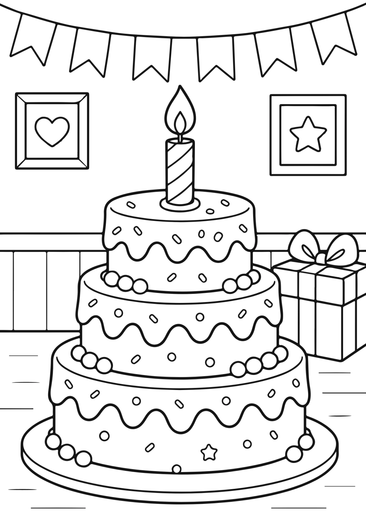 Free Happy Birthday Coloring Page Template to Edit Online