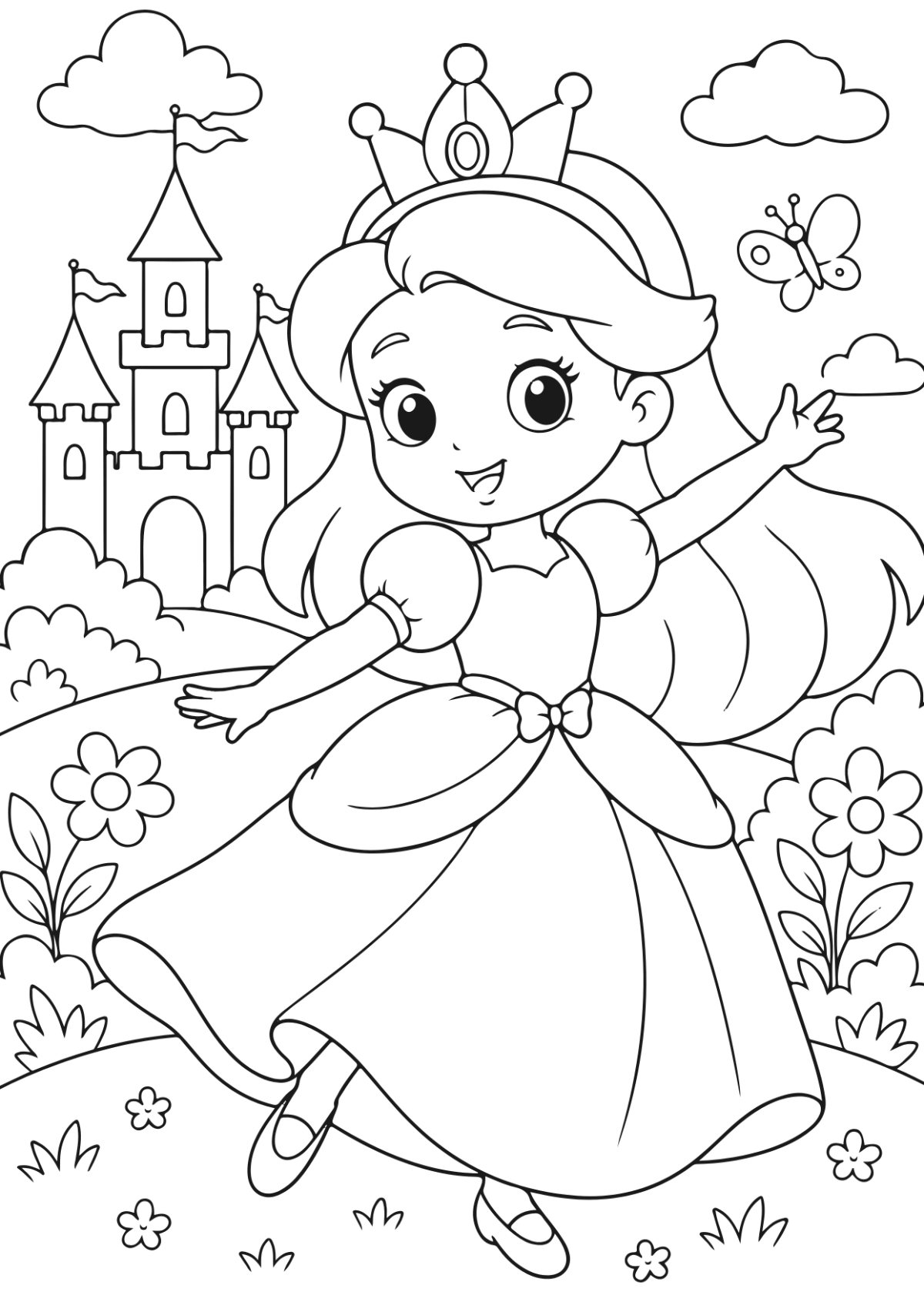 Free Princess Coloring Page Template to Edit Online