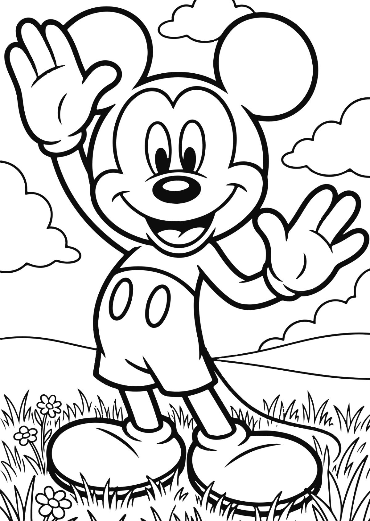 Free Mickey Mouse Coloring Page Template to Edit Online