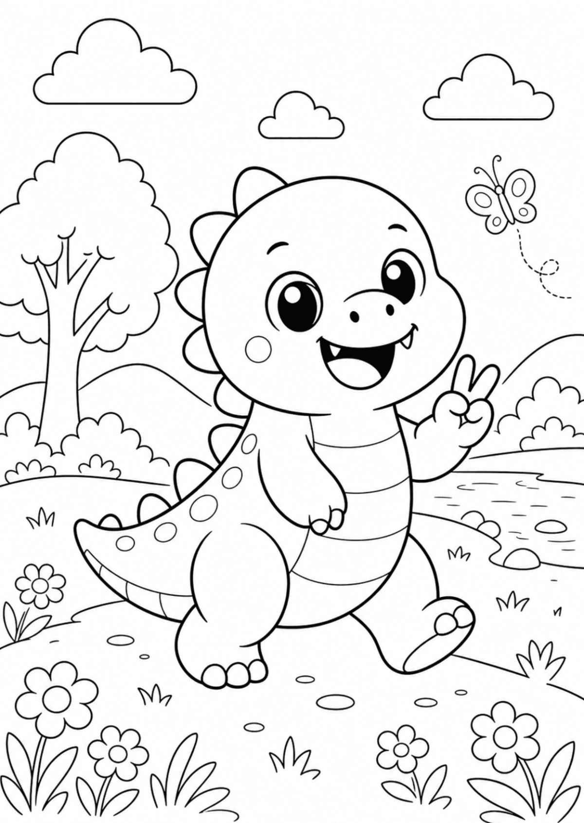 Free Dinosaur Coloring Page Template to Edit Online