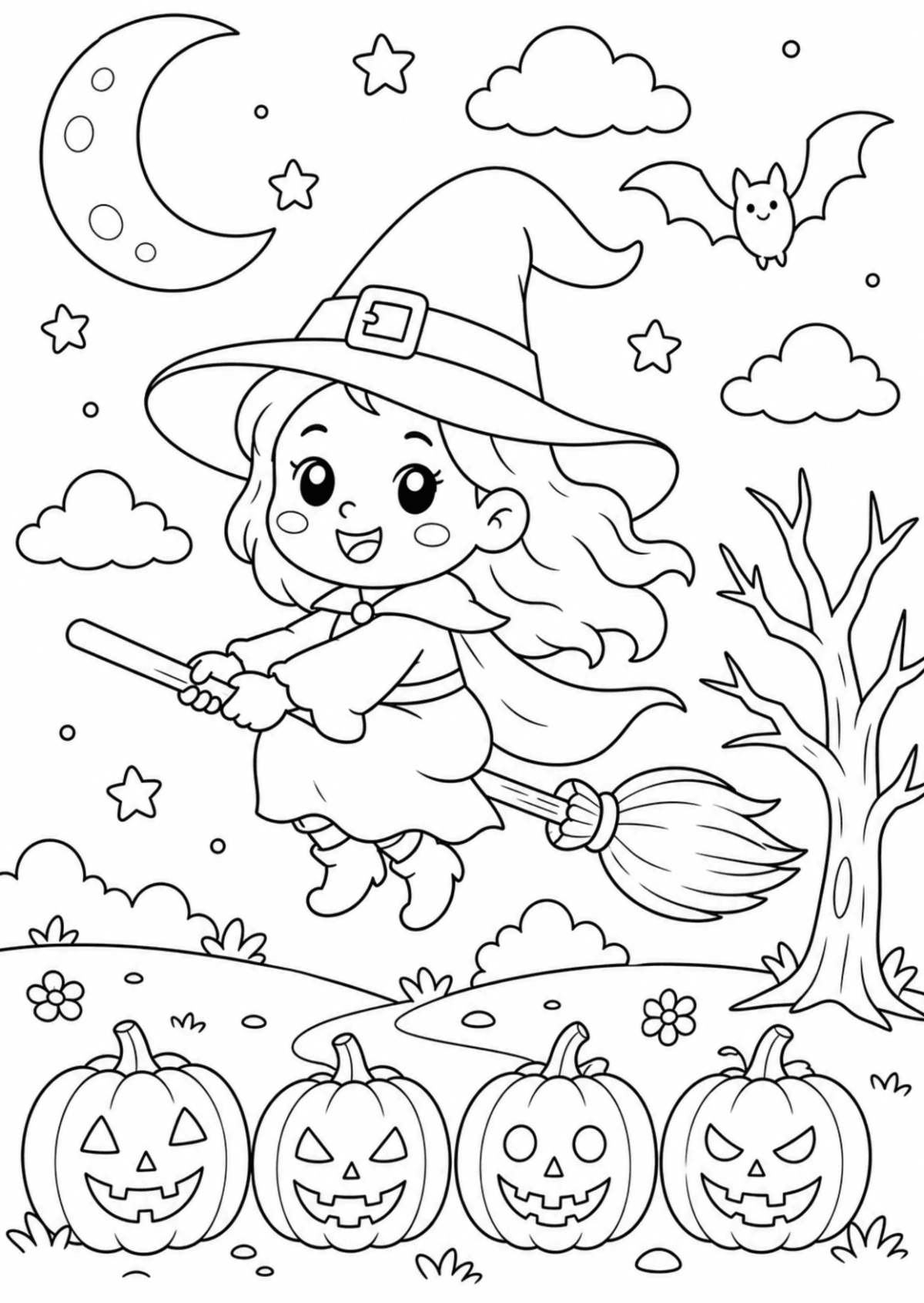 Free Halloween Coloring Page Template to Edit Online