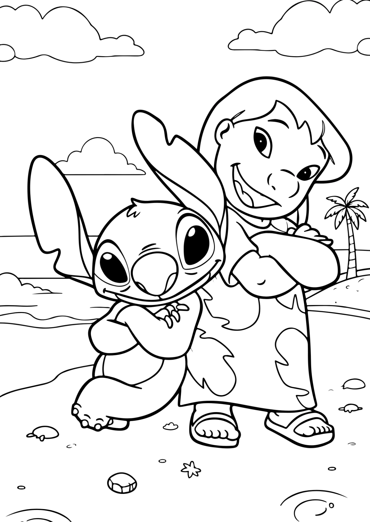 Free Lilo and Stitch Coloring Page Template to Edit Online
