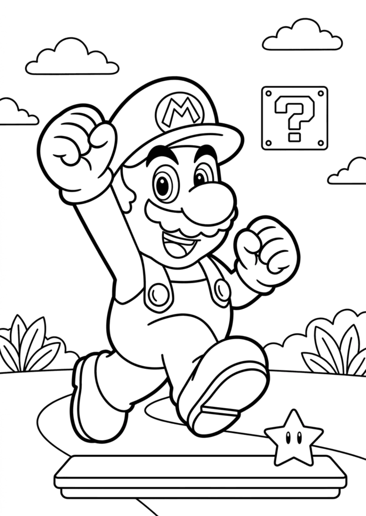 Free Mario Coloring Page Template to Edit Online