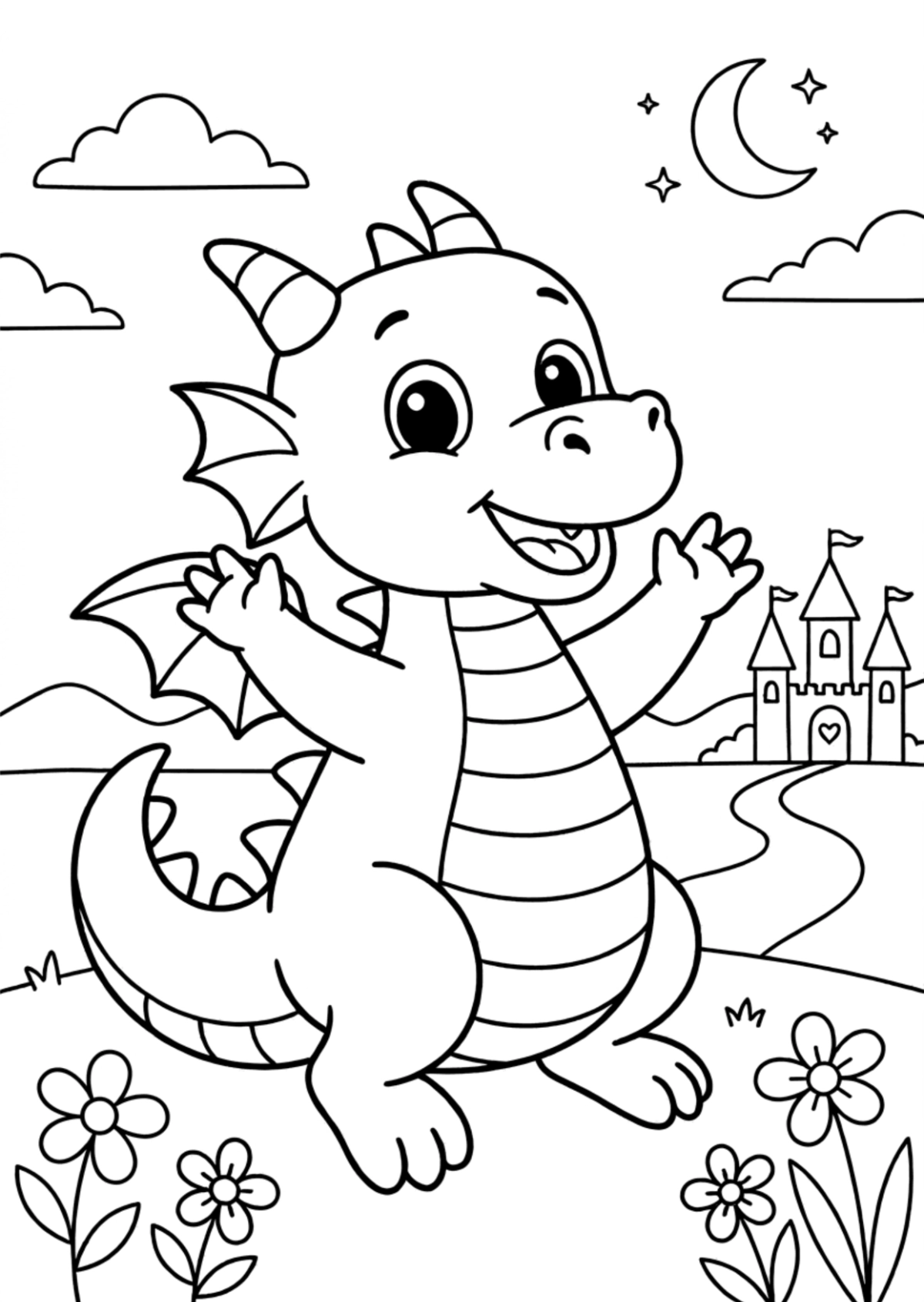 Free Dragon Coloring Page Template to Edit Online
