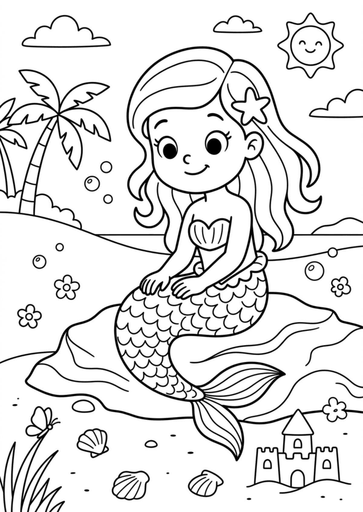 Free Mermaid Coloring Page Template to Edit Online