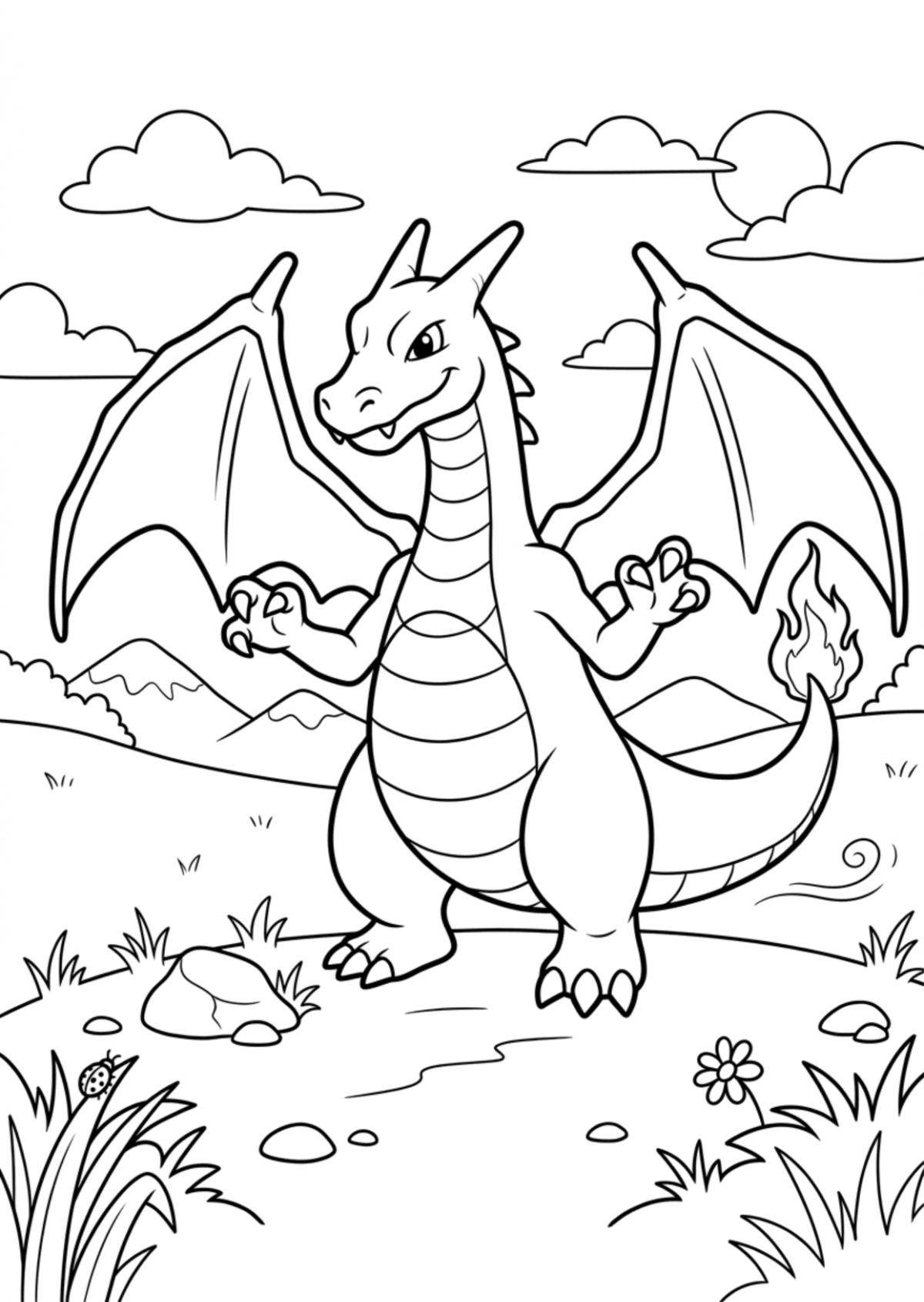 Free Charizard Coloring Page Template to Edit Online