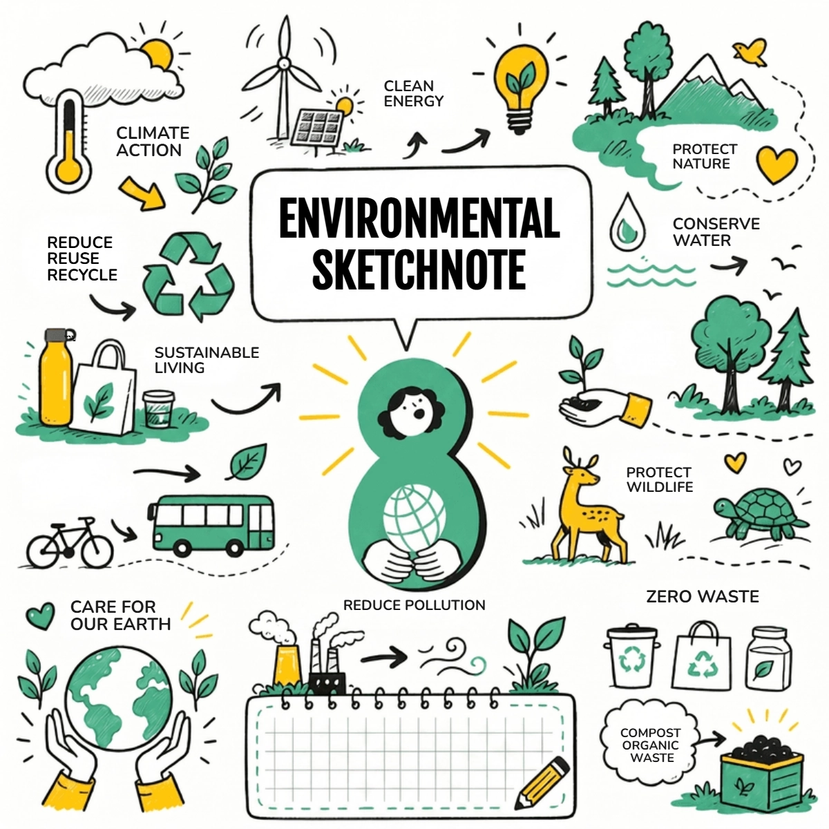 Free Environmental Sketchnote Template to Edit Online
