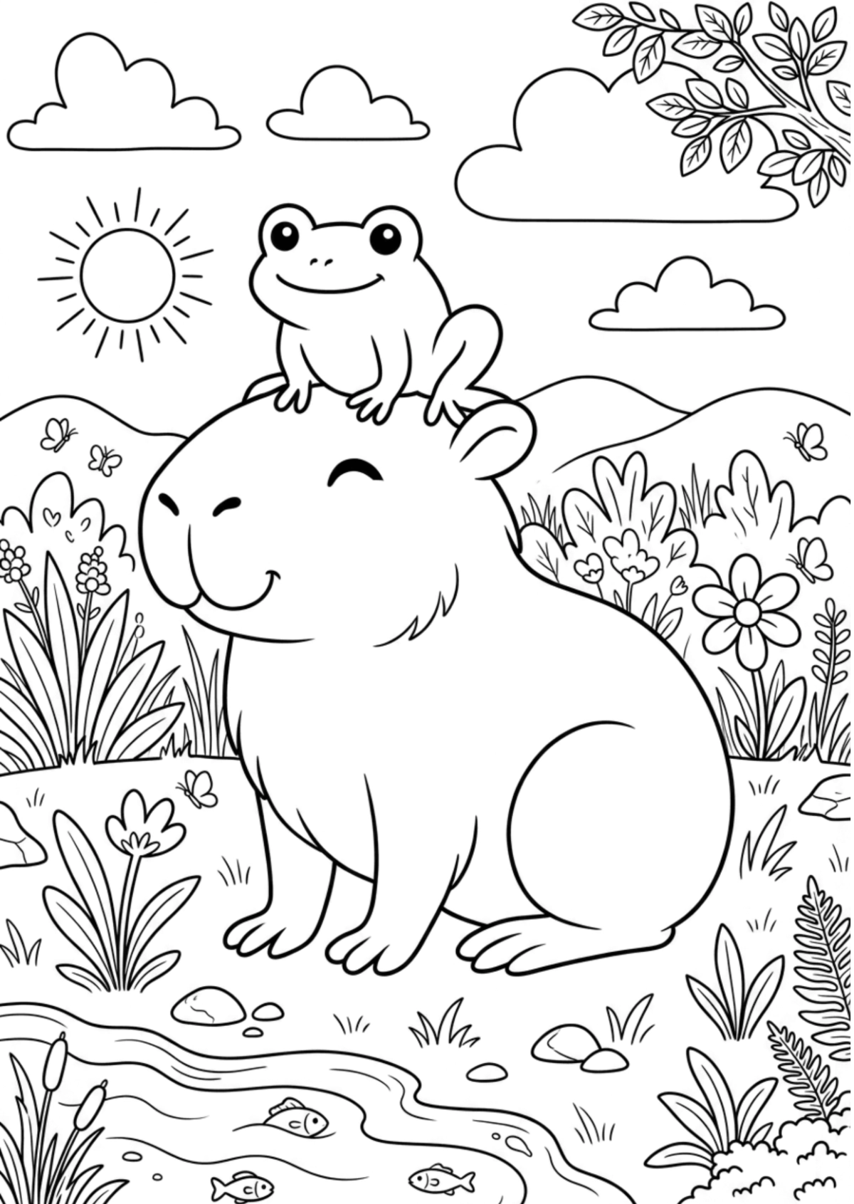 Free Capybara Coloring Page Template to Edit Online