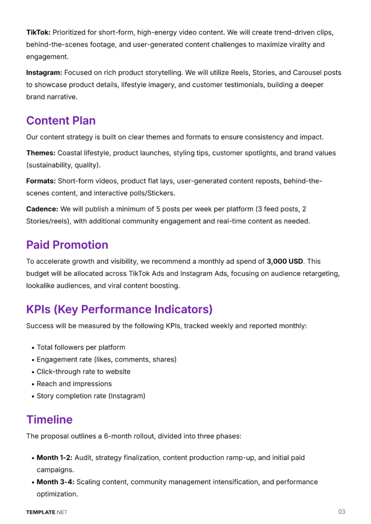 Free Social Media Marketing Proposal Template to Edit Online