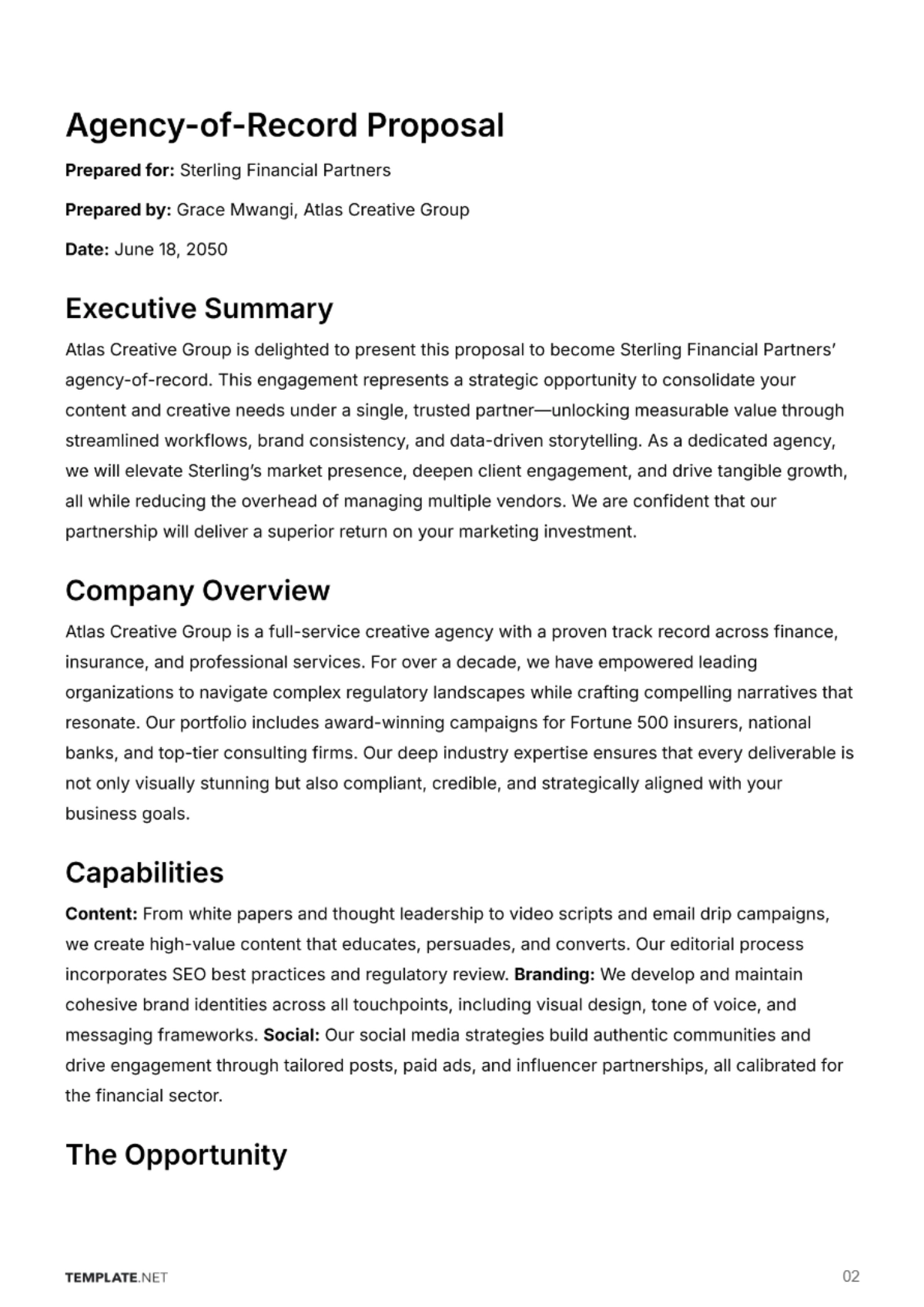 Free Company Proposal Template to Edit Online