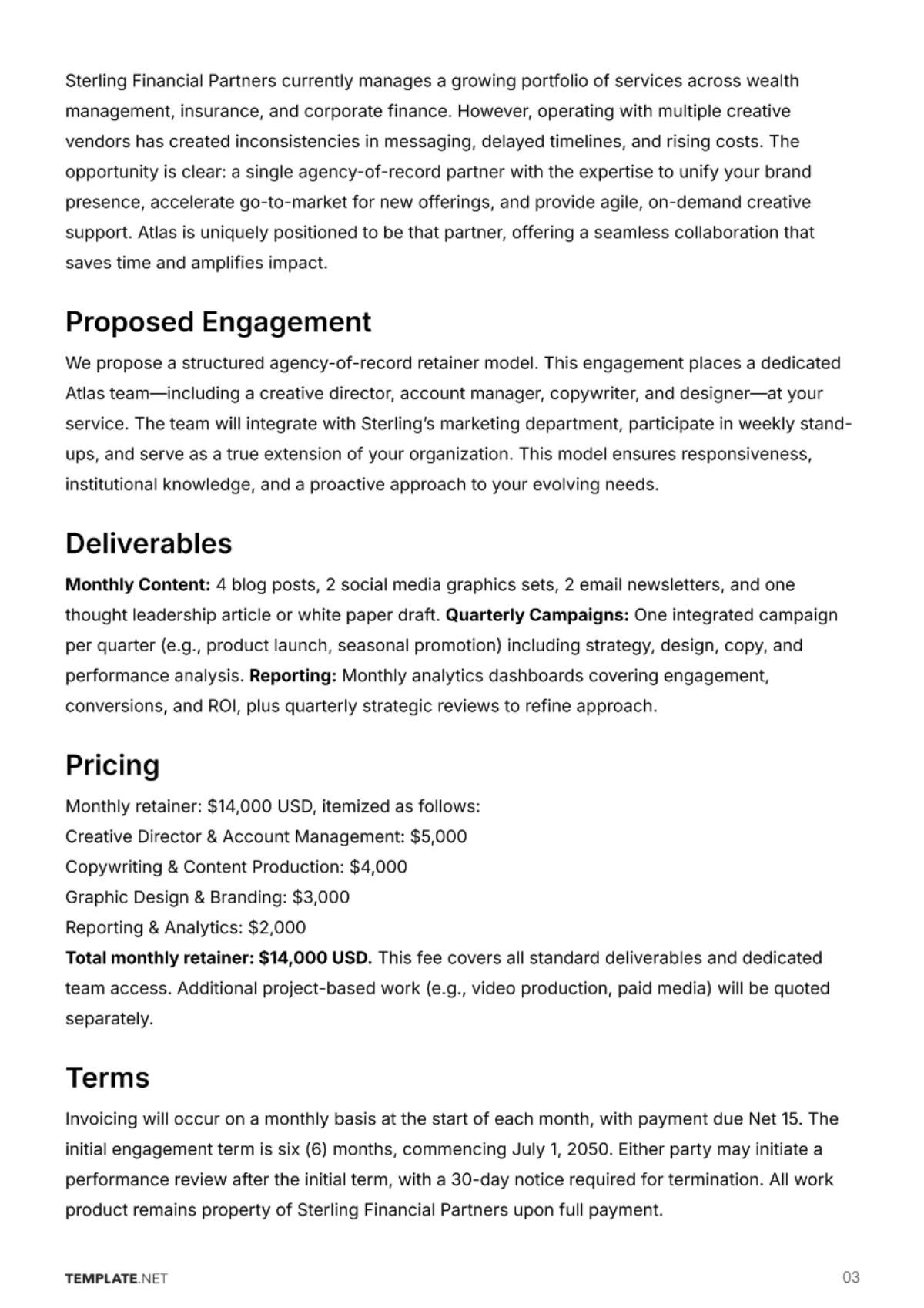 Free Company Proposal Template to Edit Online