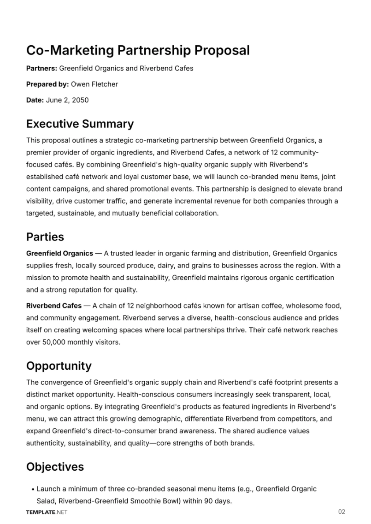 Free Partnership Proposal Template to Edit Online