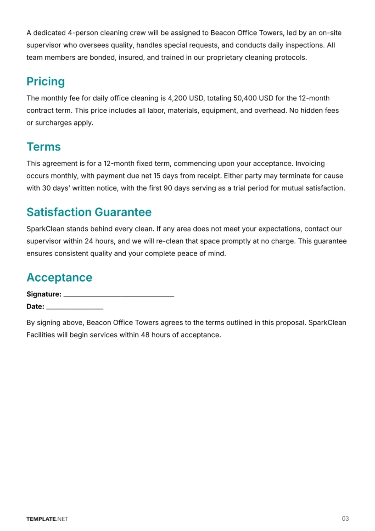 Free Cleaning Service Proposal Template to Edit Online