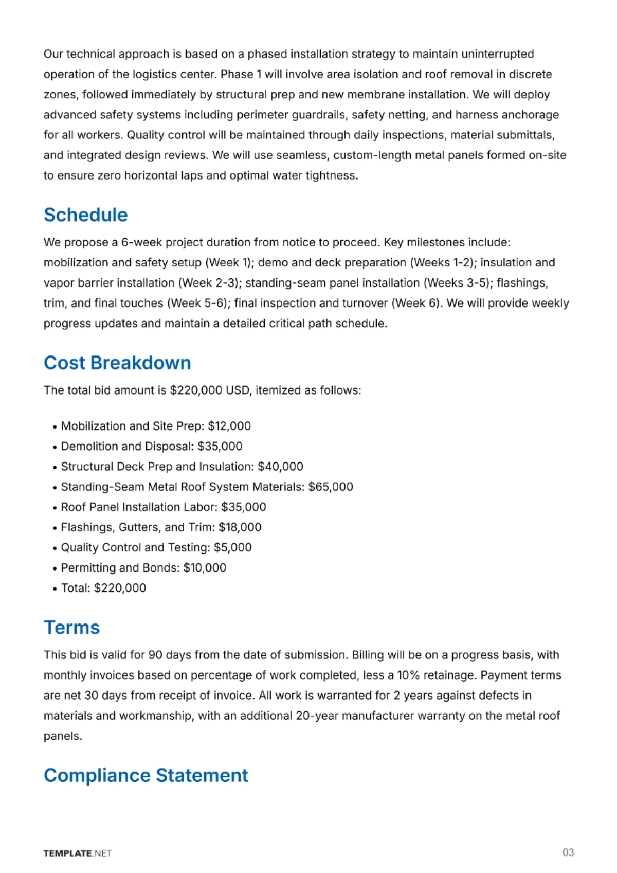 Free Bid Proposal Template to Edit Online