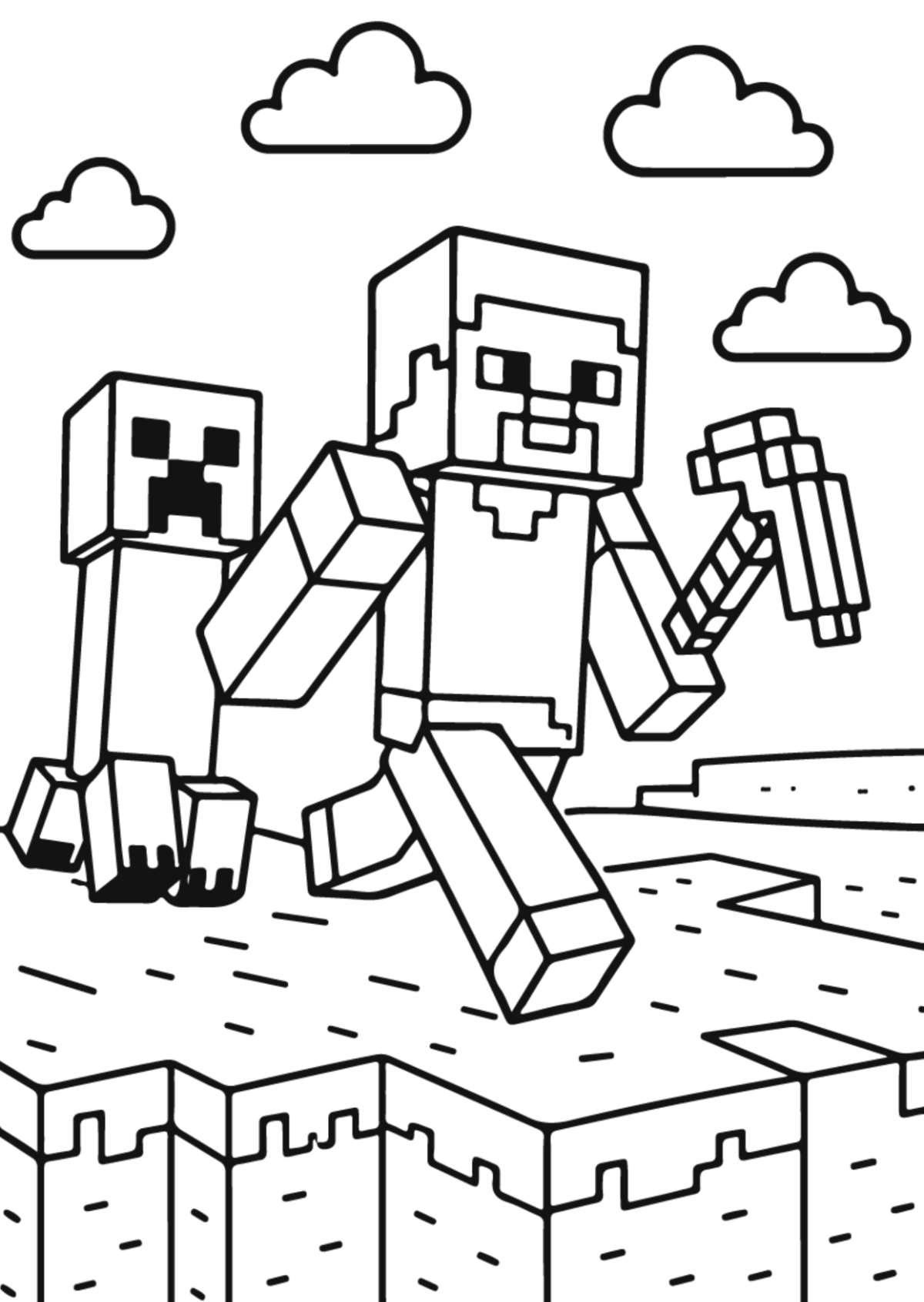 Minecraft Coloring Page Template