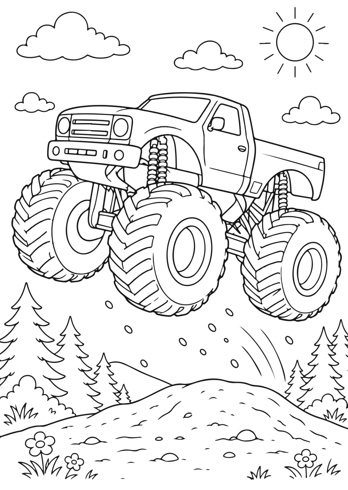 Monster Truck Coloring Page Template