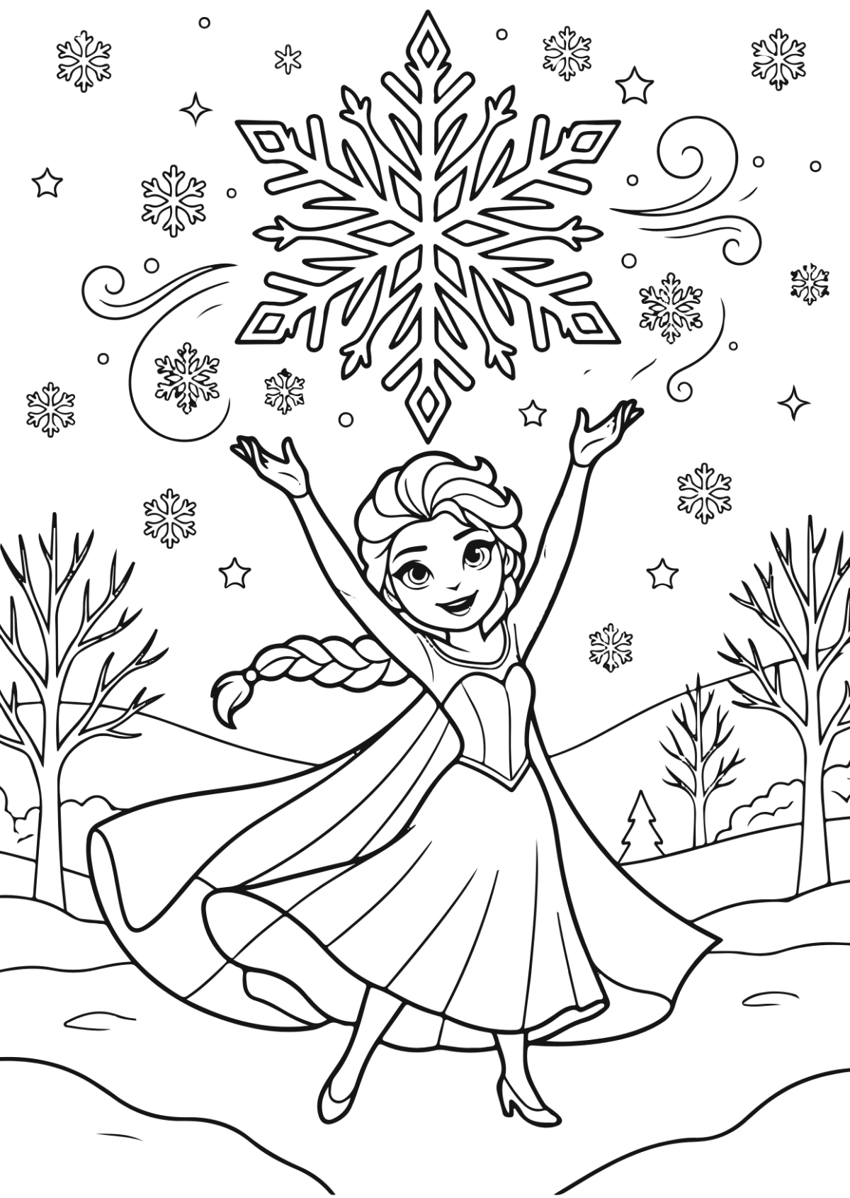 Elsa Coloring Page Template