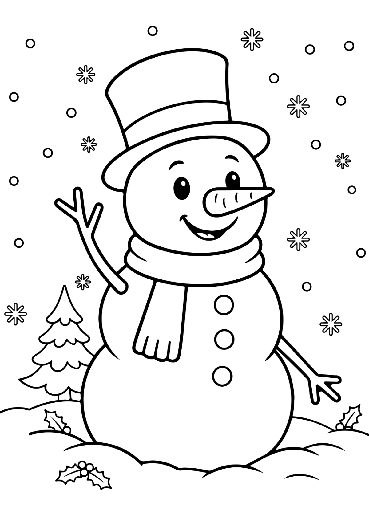 Free Snowman Coloring Page Template to Edit Online