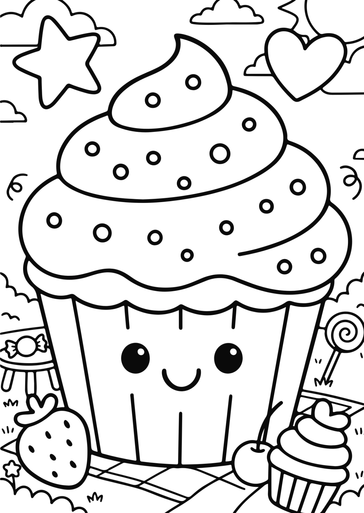 Cupcake Coloring Page Template