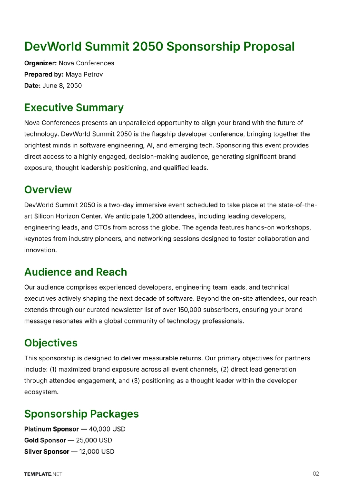 Free Sponsorship Proposal Template to Edit Online
