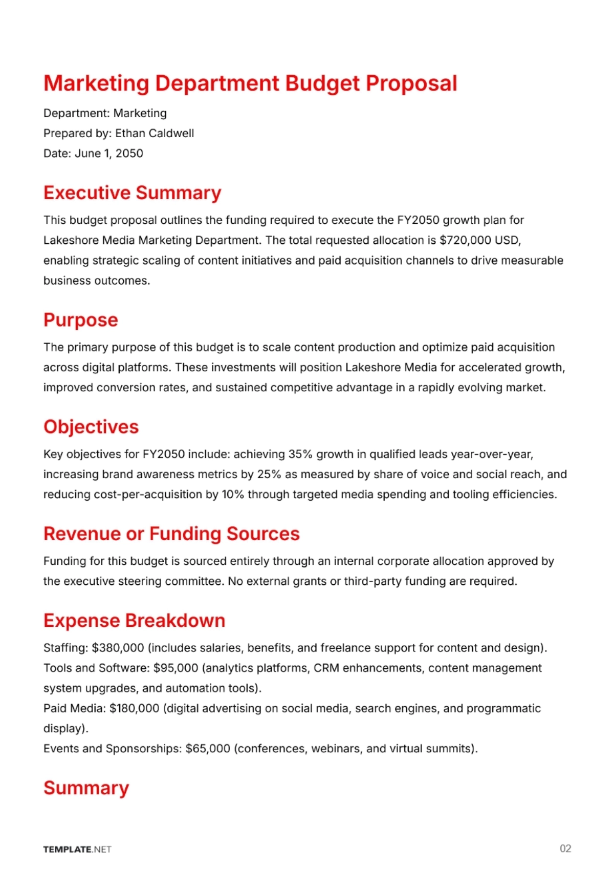 Free Budget Proposal Template to Edit Online