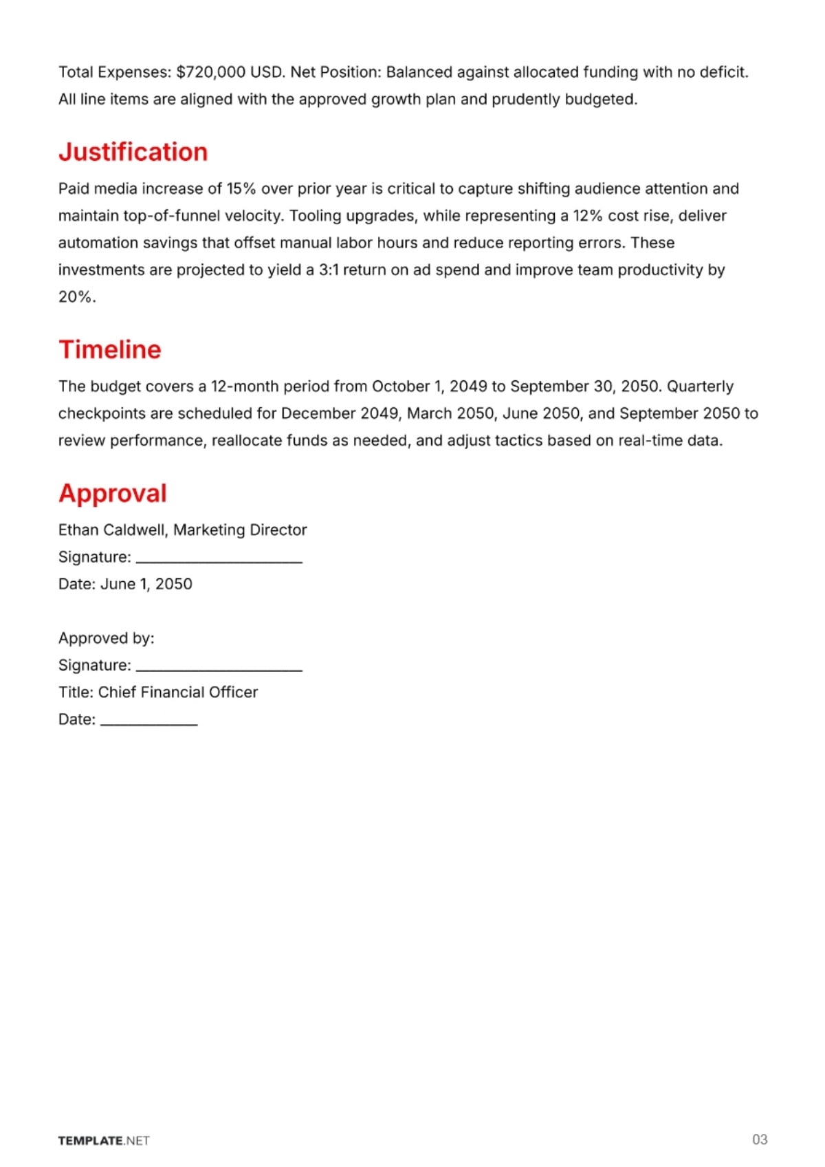 Free Budget Proposal Template to Edit Online