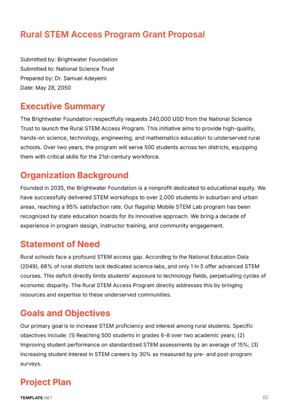 Free Grant Proposal Template to Edit Online