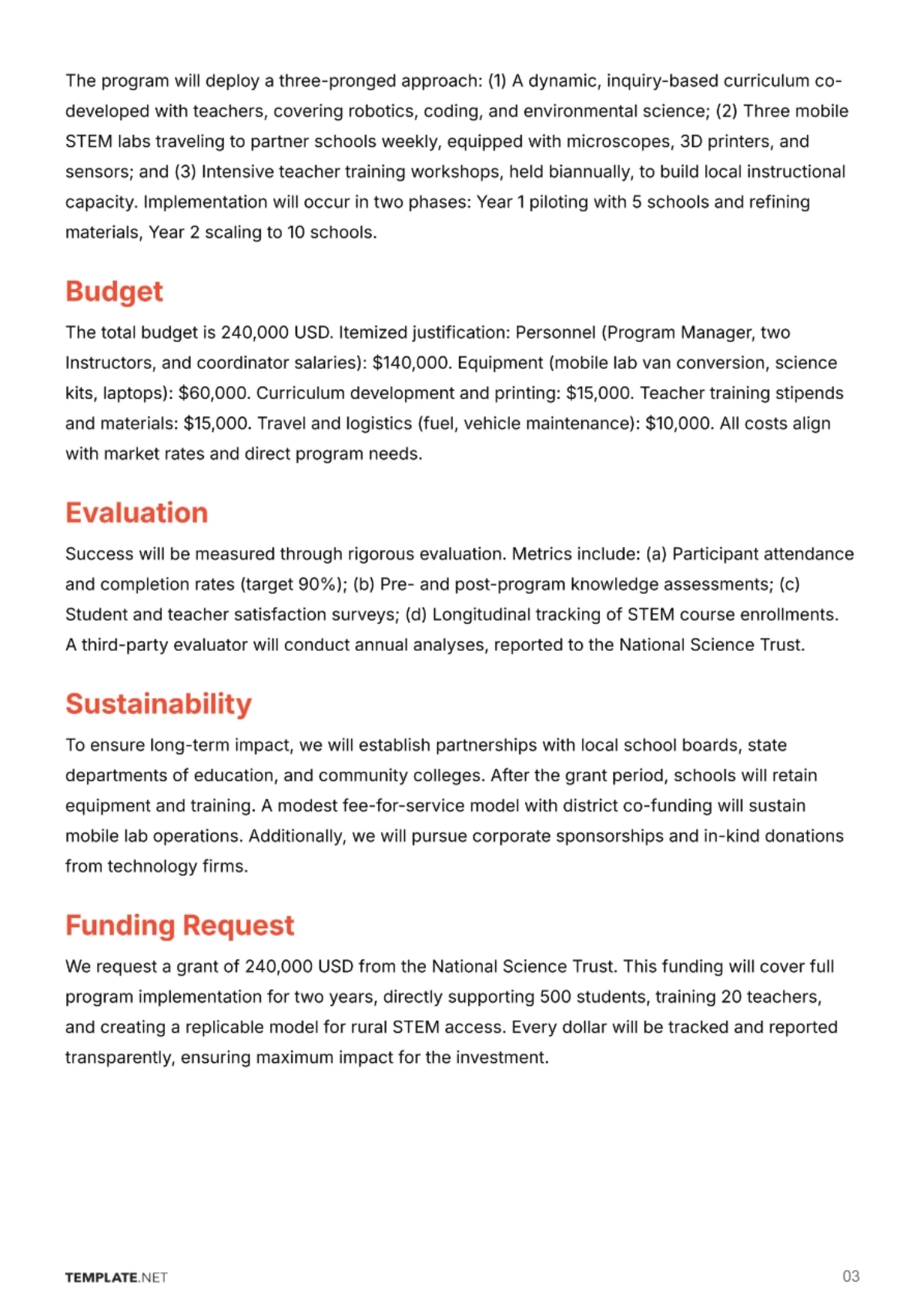 Free Grant Proposal Template to Edit Online