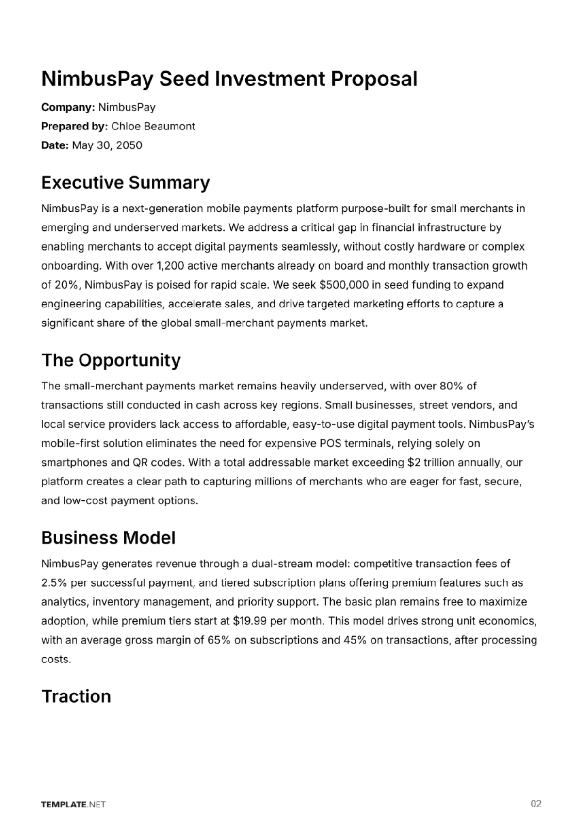Free Investment Proposal Template to Edit Online