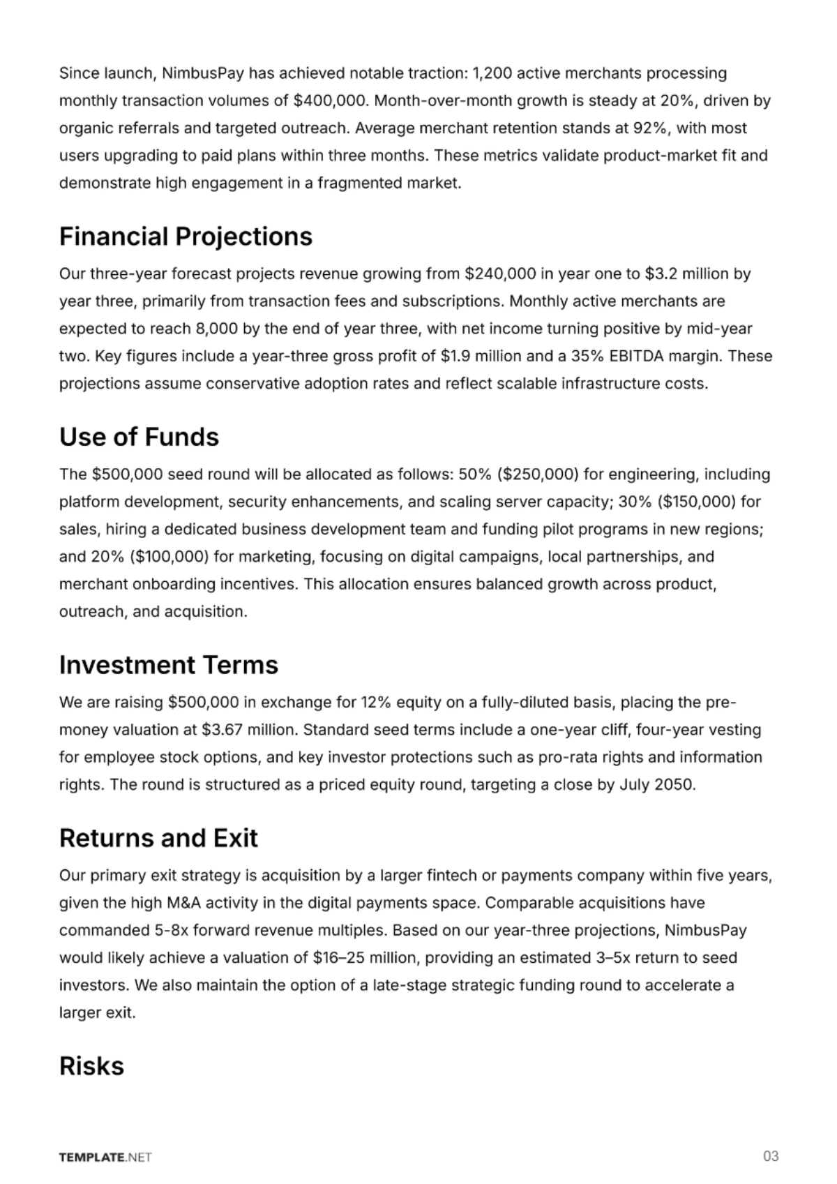 Free Investment Proposal Template to Edit Online