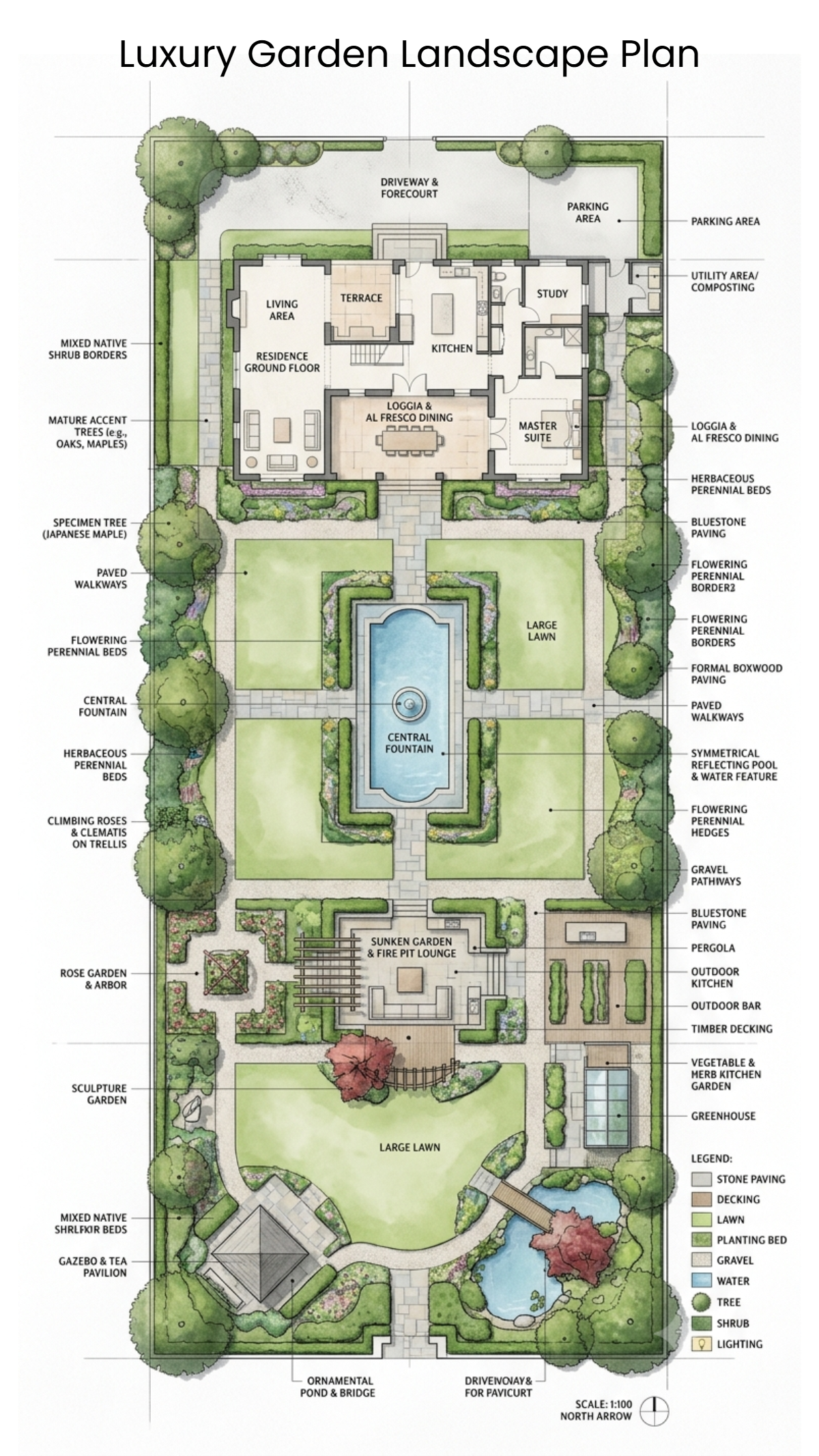 Luxury Garden Landscape Plan Template